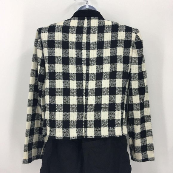 VTG Black and Cream Buffalo Check Crop Jacket - Picture 4 of 8